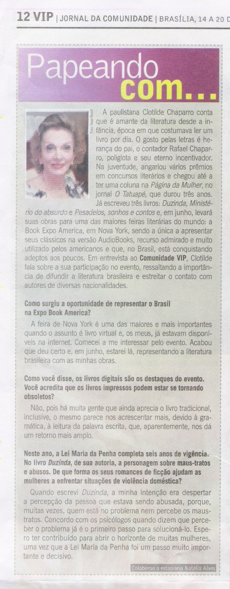 Ida da escritora à Feira do Livro de Nova York/USA em junho 12